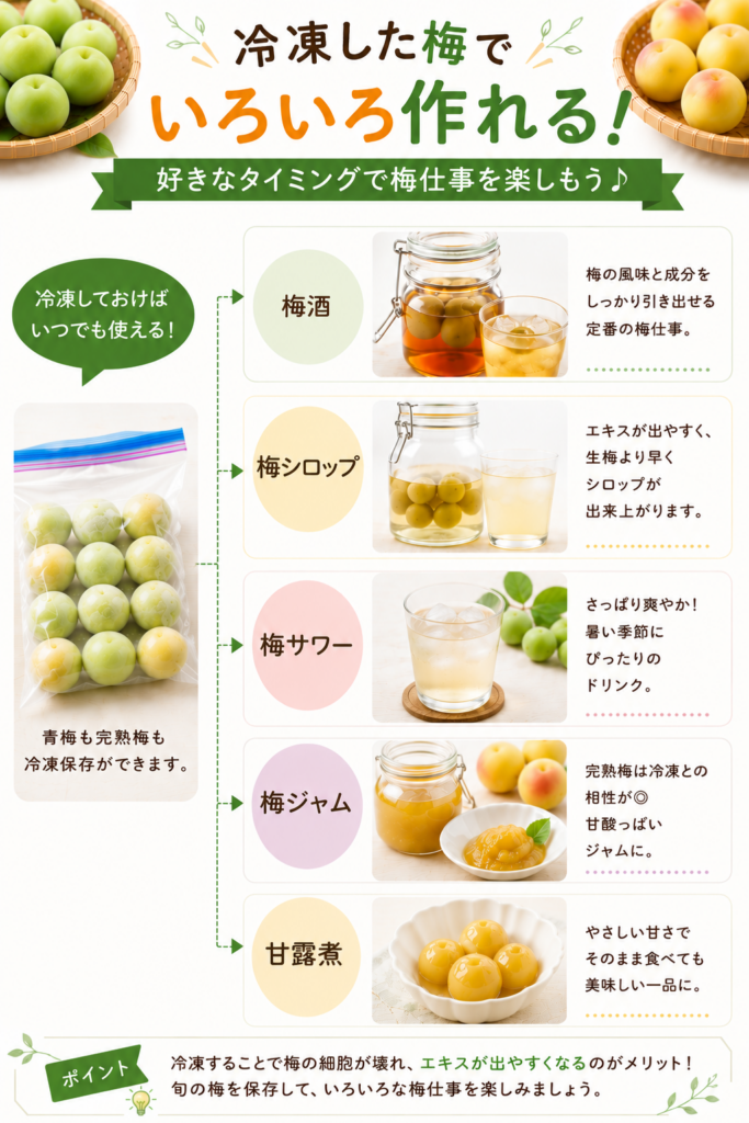 冷凍した梅でいろいろ作れる