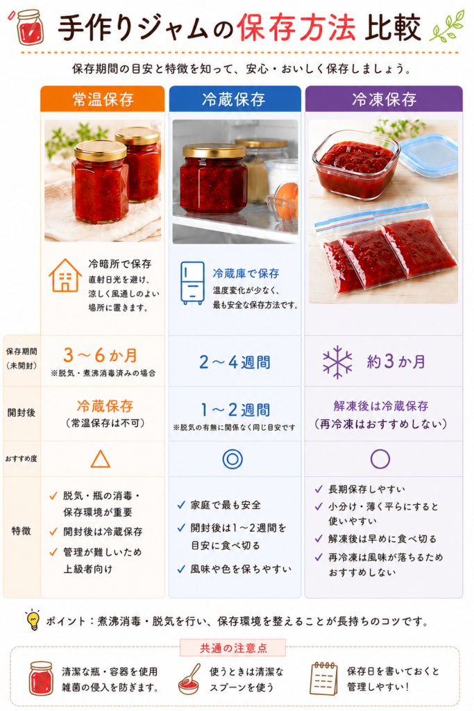 手作りジャムの保存方法比較
