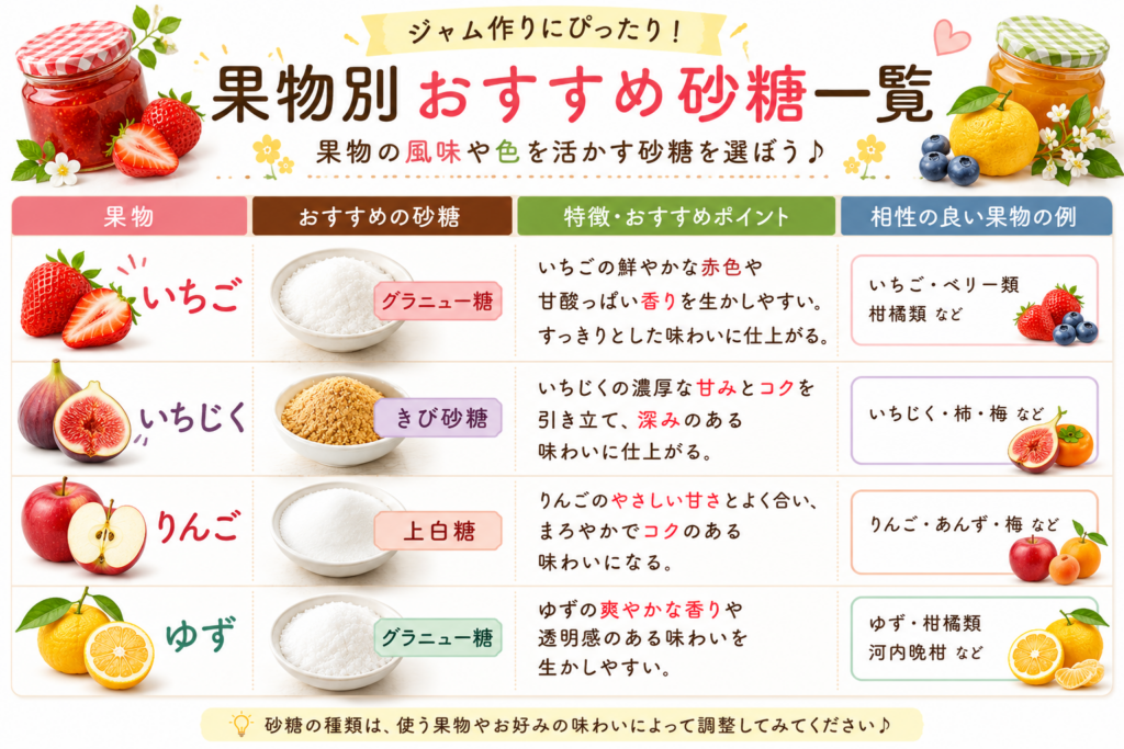 果物別おすすめ砂糖一覧
