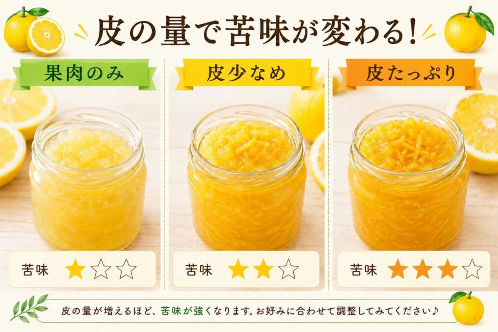 皮の量で苦味が変わる!