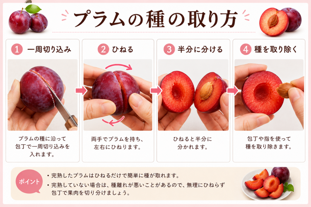 プラムの種の取り方