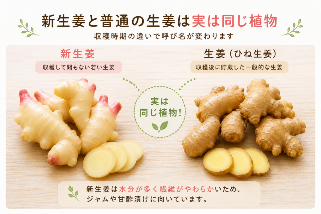 新生姜と普通の生姜は実は同じ植物