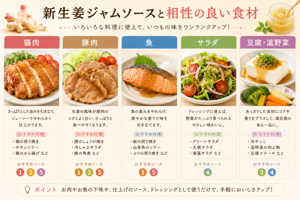 新生姜ジャムソースと相性の良い食材