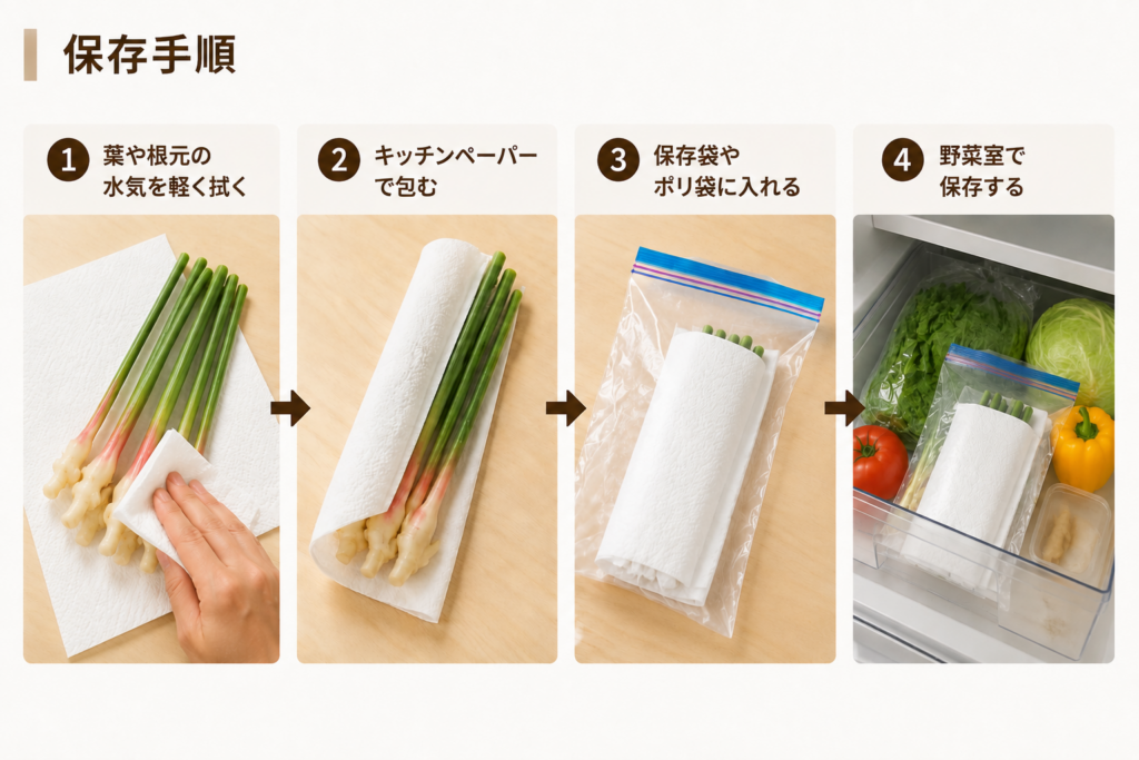 葉しょうがの冷蔵保存方法
