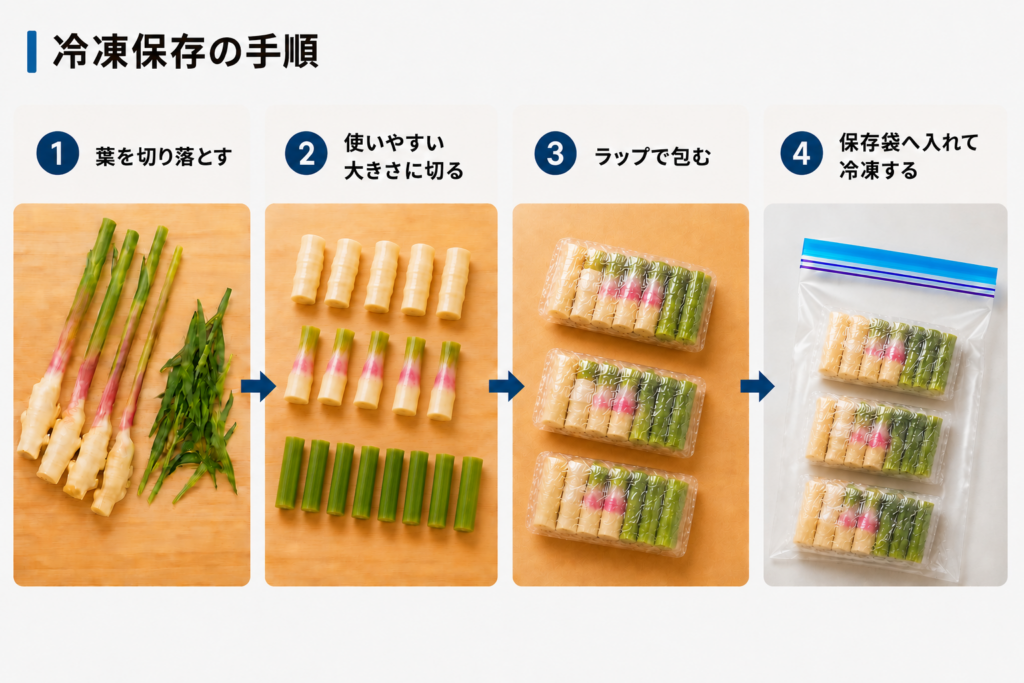 葉しょうがの冷凍保存方法