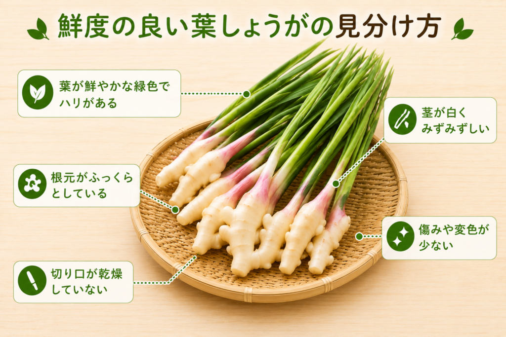 鮮度の良い葉しょうがの見分け方