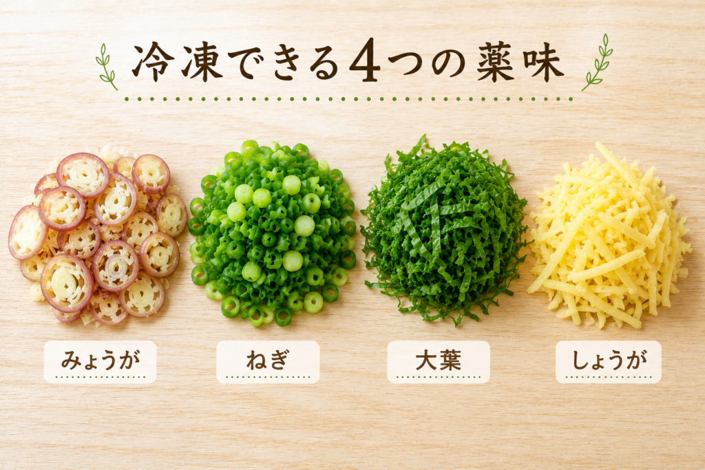 冷凍できる4つの薬味