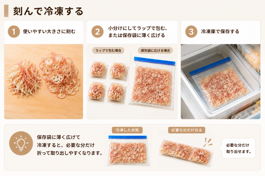 みょうがを刻んで冷凍する方法