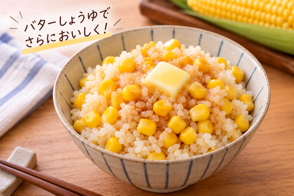 バターとしょうゆを加えたとうもろこしご飯